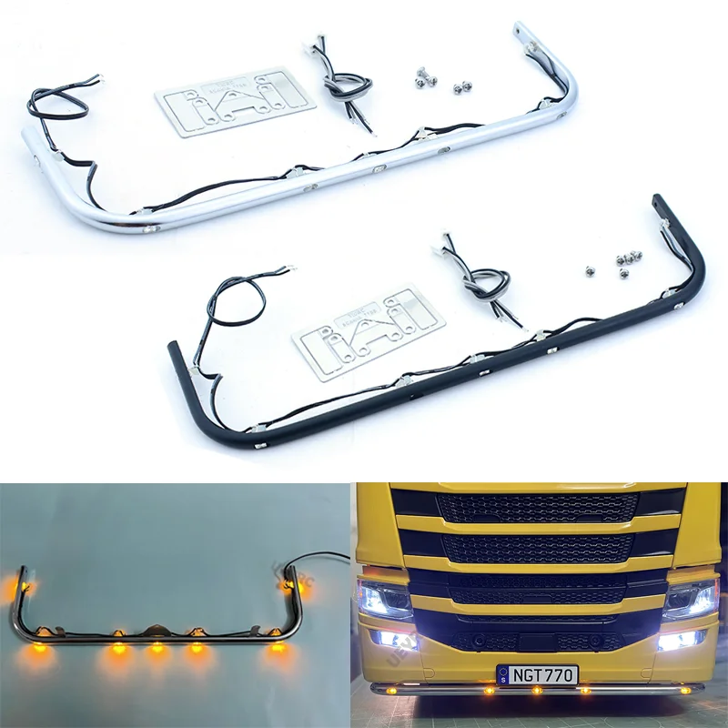 1:14th Scale LED 3V Simulation Front Bumper Light Upgrade Accessories for Tamiya RC Truck SCANIA 770S 6x4 56368 56371 56379
