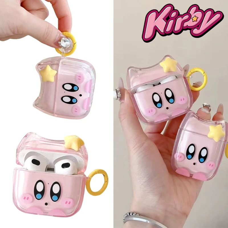 Kirby Cartoon Earphone Case for Airpods 1 2 3 Pro Anime Transparent Protective Shell for Airpods Pro2 Headphone Anti Drop Cover