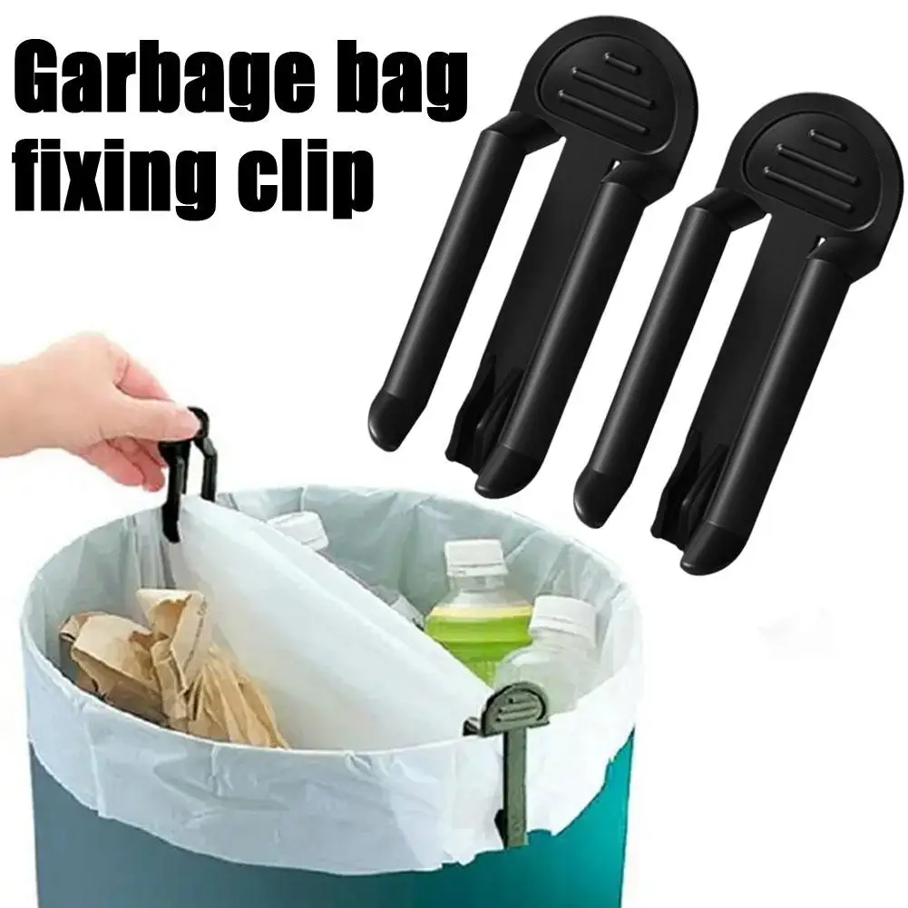 2 Pcs Rubbish Bag Fixation Clips Waste Basket Can Clip Anti-slip Snack Garbage Holder Clamp Practical Bag Tools Sealing Bag N5d4