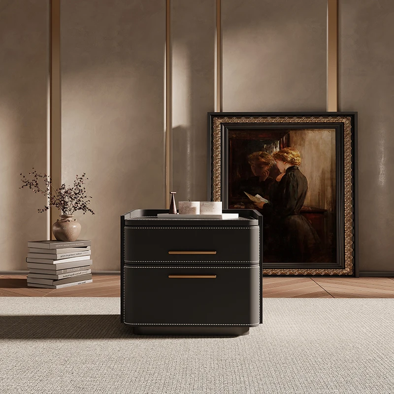 b11-Luxury Storage Nightstand Aesthetic Simple Drawer Italian Bedside Table Trendy Nordic Mesitas De Noche Bedroom Furniture