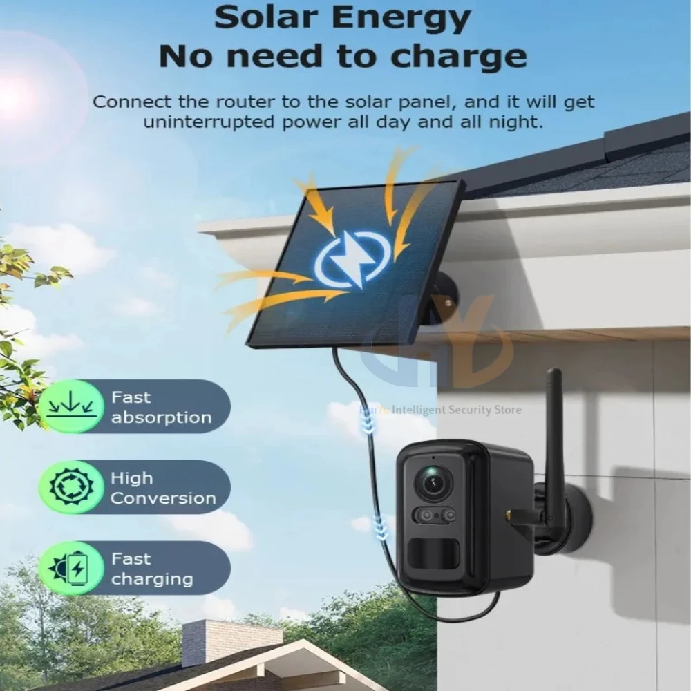 كاميرا مراقبة تعمل بالطاقة الشمسية للمزرعة والعقدية والفيلا تعمل بالواي فاي، كاميرا Home Hub Combo Kit IP، كاميرا مراقبة فيديو للأمن الخارجي #4