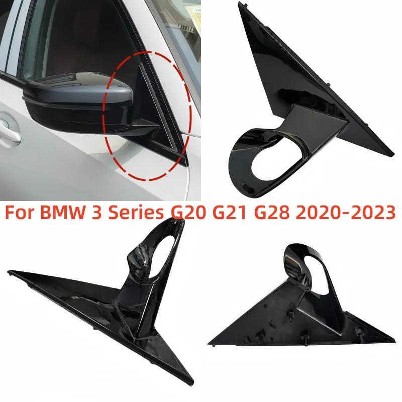 For BMW 3 Series G20 G21 G28 2020-2023 Black Front Window Triangle Trim Plate Side Mirror Garnish Cover Panel Mirror Base Holder