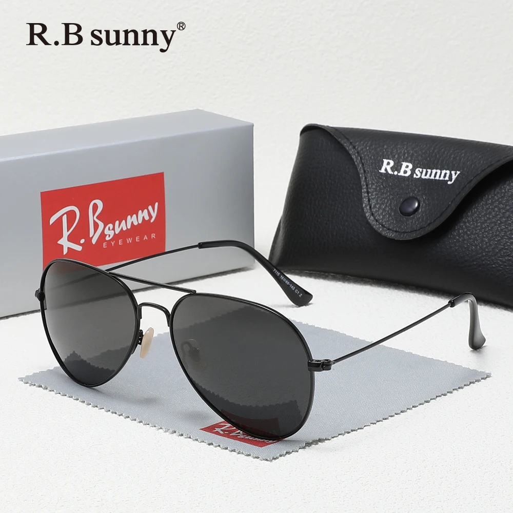 RBsunny marca Original Vintage piloto gafas de sol hombre conducción al aire libre mujeres UV400 polarizado marco fino gafas antideslumbrantes