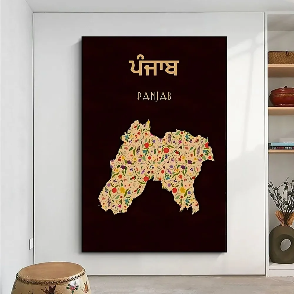 Punjab Map Poster No Framed Poster Kraft Club Bar Paper Vintage Poster Wall Art Painting Bedroom Study Stickers