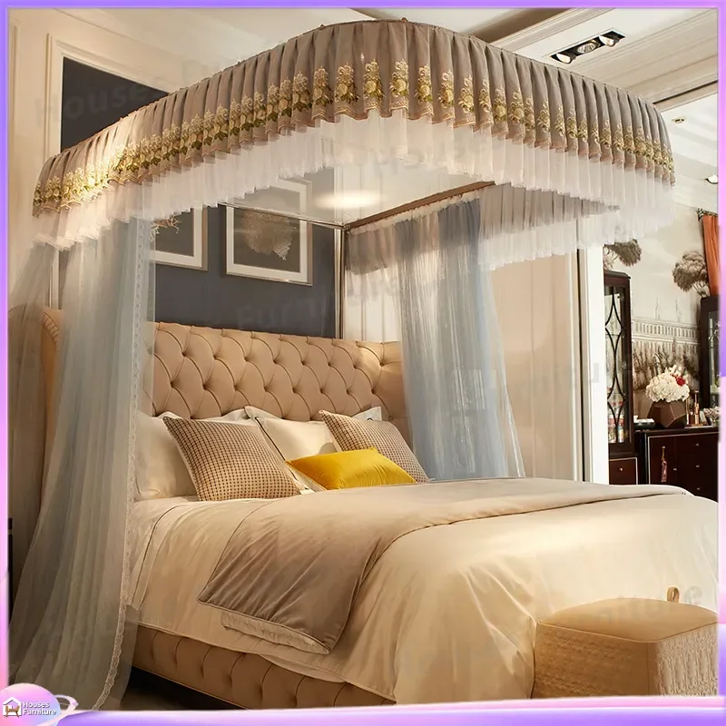 2025 new u-rail mosquito net household bedroom premium floor court bed mantle