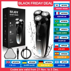 SEJOY 3D Electric Shaver Wet &Dry Rotary Shavers Pop-up Trimmer Waterproof Gifts