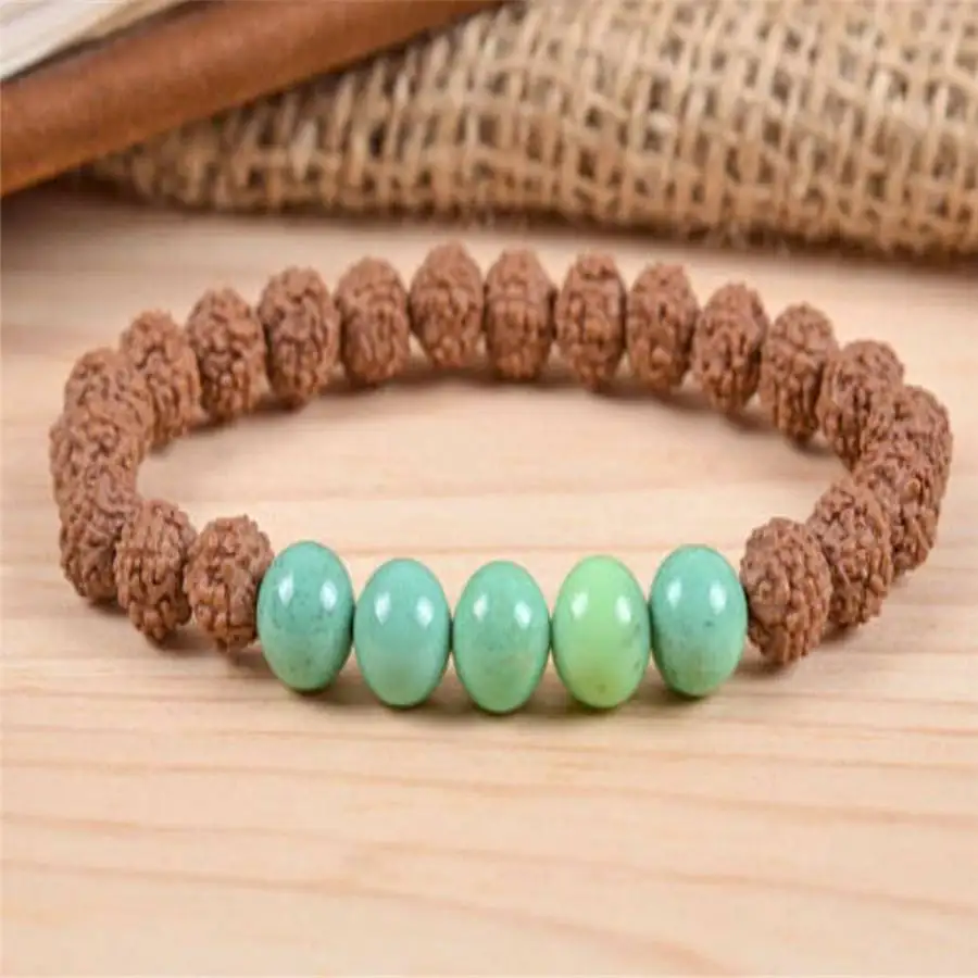 

8mm Rudraksha Turquoise Gemstone Mala Bracelet Nirvana Natural stone Chaplet Men's Buddha Mala Spiritual Gemstone Prayer Chakra