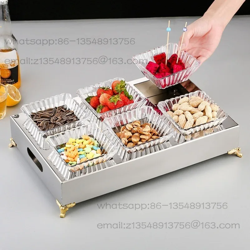 

European KTV Stainless Steel Snack Plate Fruit Creative Fruit Rack Snack Plate Bar Fruit Snack Platter