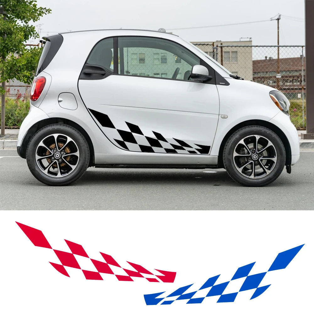 2PCS Car Door Side Lattice Vinyl Film Stickers for Smart Fortwo 2009 2010 2011 2013 2014 2015 2016 2017 2018 2019 2020 2021 2022