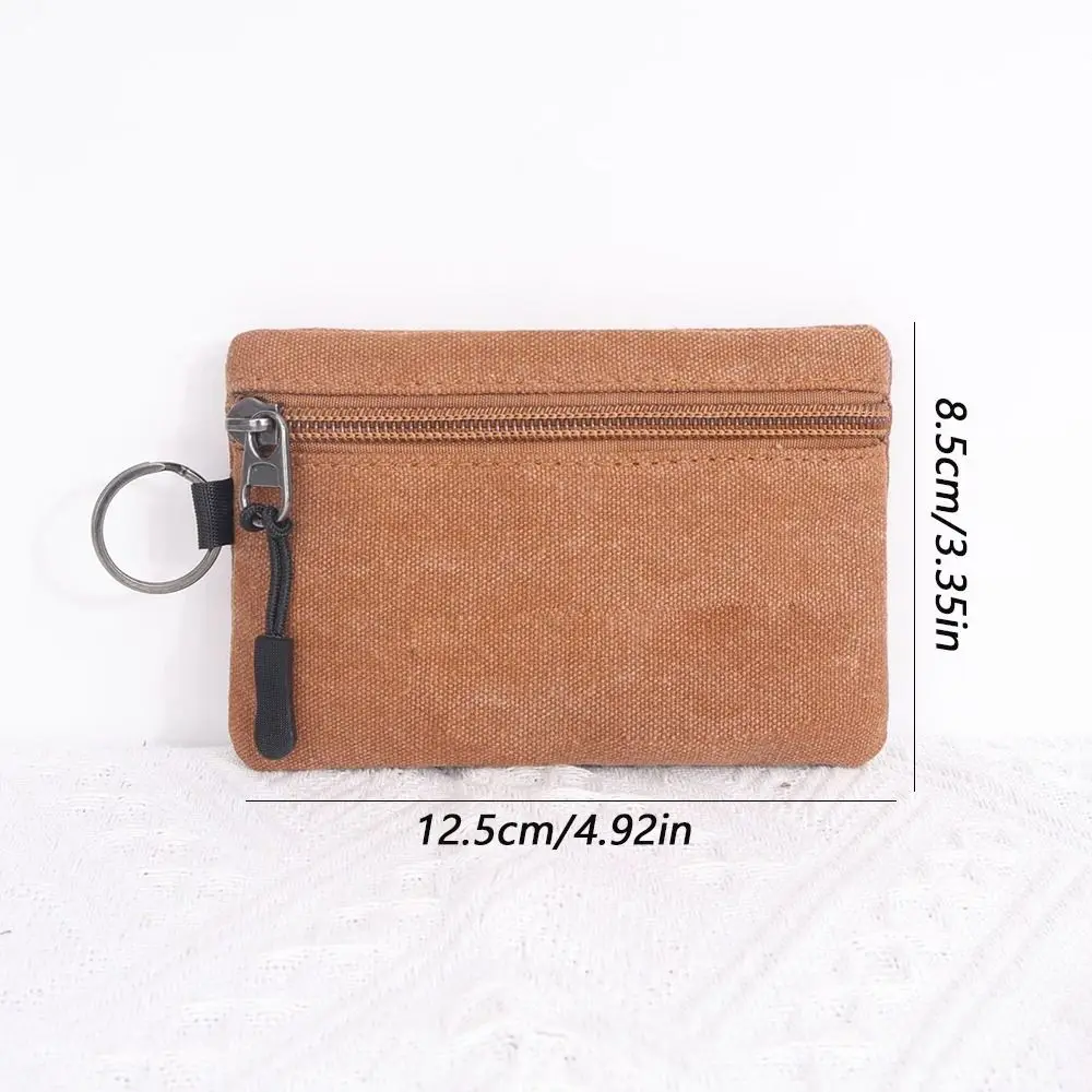 Cute Hand-held Canvas Coin Purse Solid Color Retro Mini Coin Pouch Classic Durable Pouch Bag Women