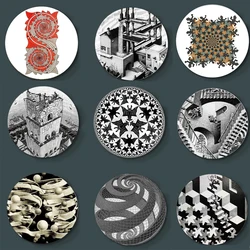 Netherlands Painter Escher Surreal Geometric Artwork Wall Plate Handcrafts Decorative Plate Room Studio Wall Background