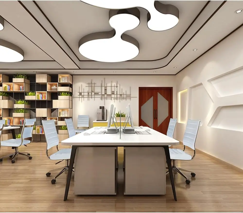 كرسي مكتب حديث متوسط الظهر مضلع من جلد البولي يوريثان بدون ذراع كرسي مهام للمؤتمرات مع إمالة دوارة وارتفاع قابل للتعديل Pa