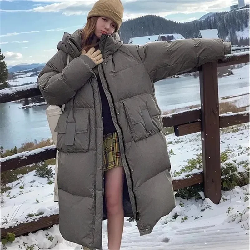 2024 New Winter Jacket Long Parkas Puffy Coat Women Casual Solid Thick Hooded Parkas Female Warm Waterproof Snow Outerwear