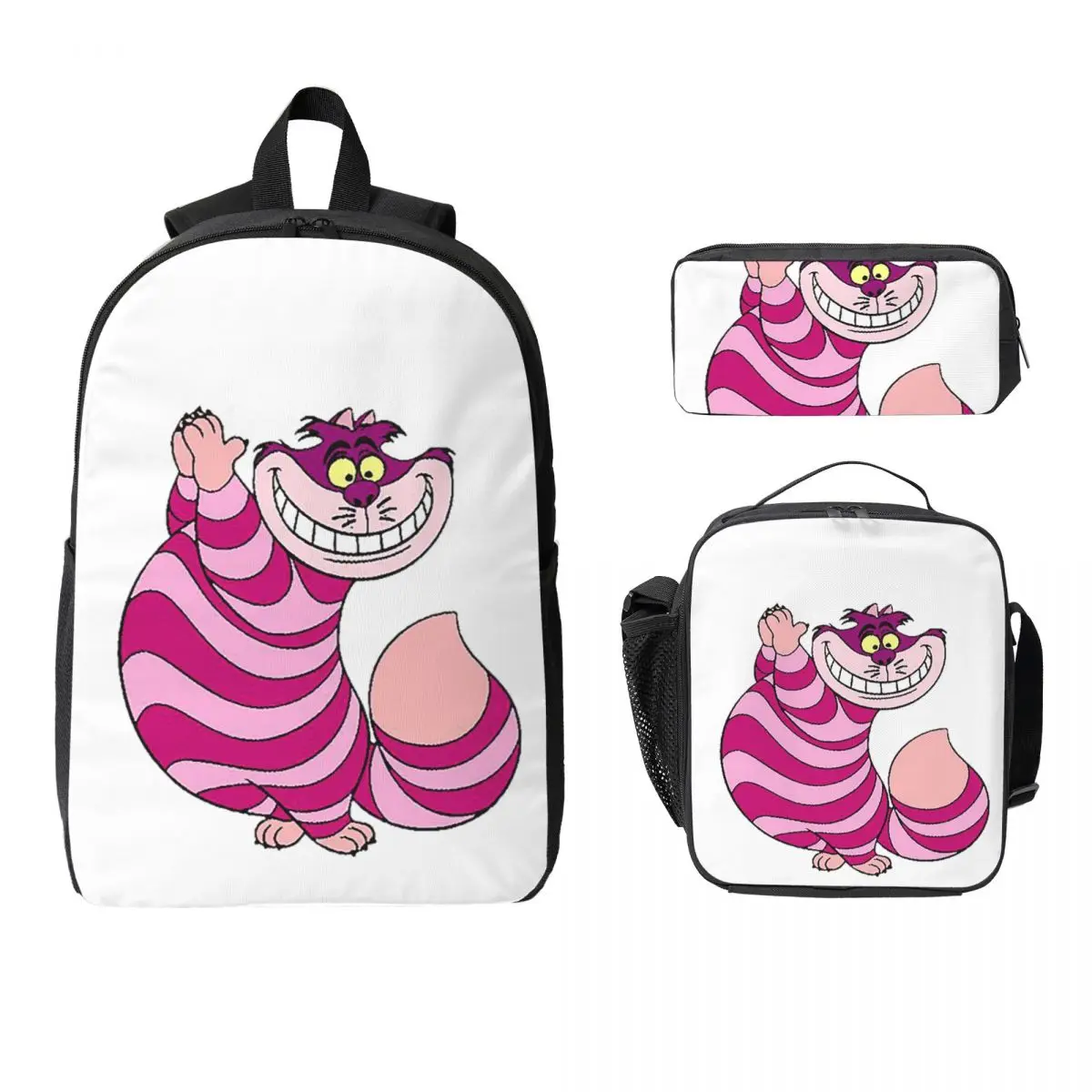 

Alice In Wonderland Backpack Student Boys Girls BookBag School Bag Laptop Shoulder Bags 3ps Insulated Lunch Bag Pencil Case