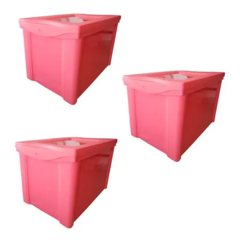 

3 Large Organizing Box With Lock 30l Pink Boxes, Boxes and Baskets Decorative Boxes