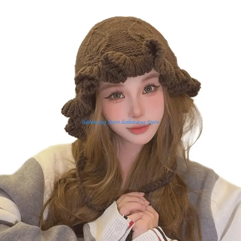 

573B Crocheted Hat Warm Hat Outdoor Teens Streetwear Skull Caps for Ski Cycling Women Colorful Hat Knit Winter Hat