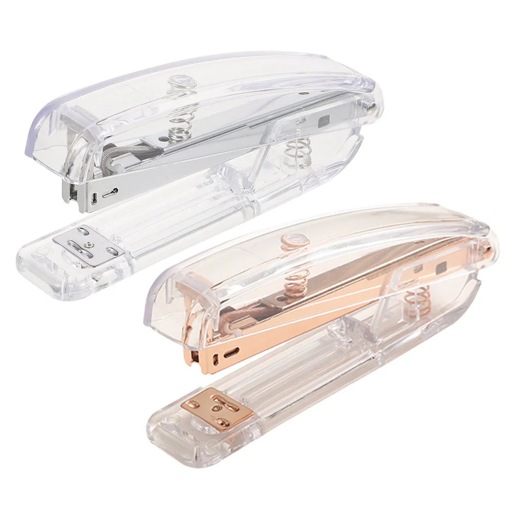 

2pcs Mini Stapler Set Small Staplers Desk Office Supplies Rose Gold Silver Color No Jam Easy to Use