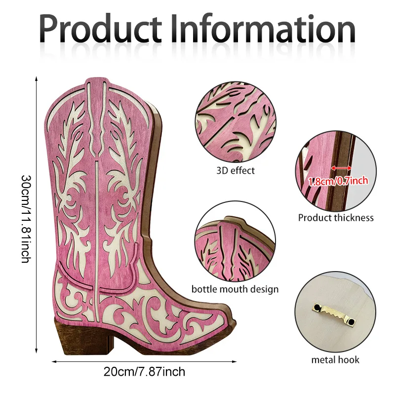 DSA retro style wooden boots vase wall decoration pendant hanging wall decoration wooden handicraft