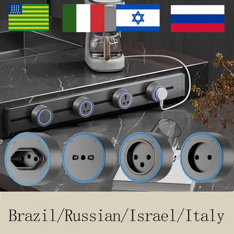 30CM/40CM/50CM 브라질/러시아/이스라엘/이탈리아 트랙 소켓 벽 전원 레일 이동식 어댑터 플러그 소켓 8000W EU US UK 표준 USB
