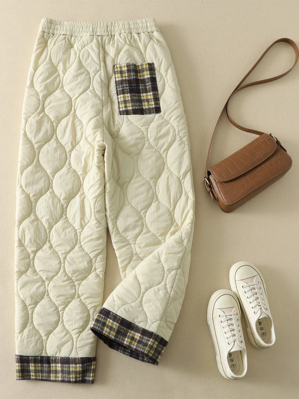 Calor e Sle: Calças femininas de algodão com cintura alta e ajuste solto com cintura elástica e linhas predes Coreano Japonês Artístico...