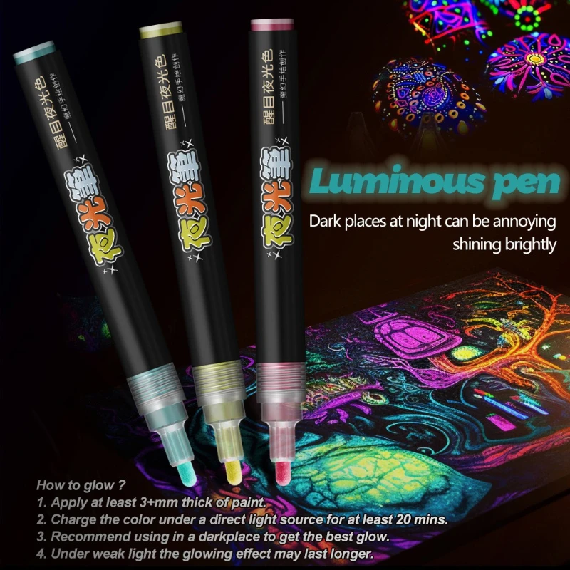 8color Luminous Pen Set Quick-drying Coverage Strong for Fluorescent Graffiti DIY Decorative Poster Advertising Design