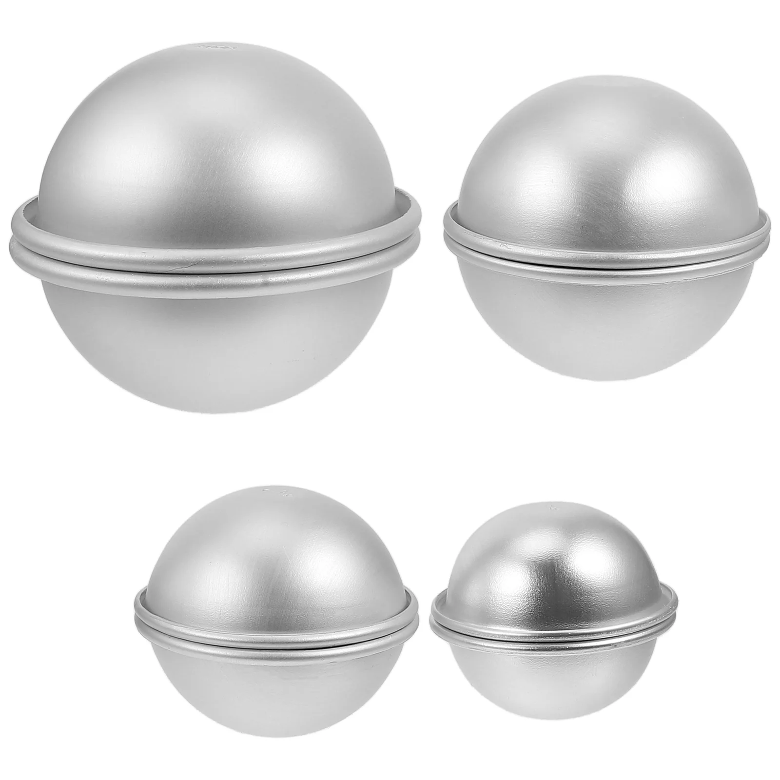 4 Pairs Ball Cake Pan Bath Salt Mold Sponges Baking Supplies Tool Silver Aluminum Alloy Child