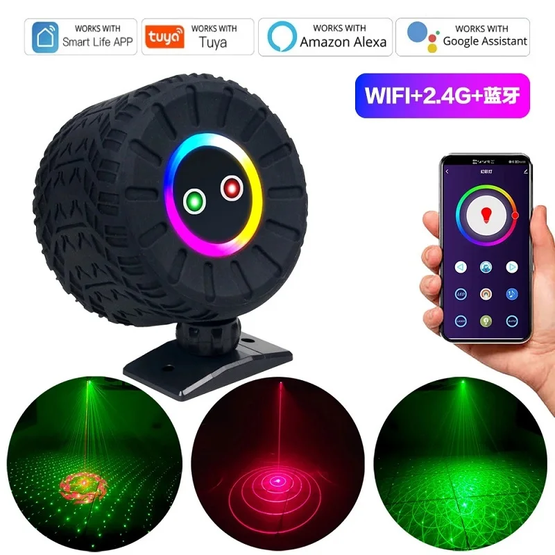 

New WIFI Smart Stage Laser Lighting Google Voice Control 7 Colour Doodle Gobo Dj Party Wedding The Bar Professional Disco Lamp