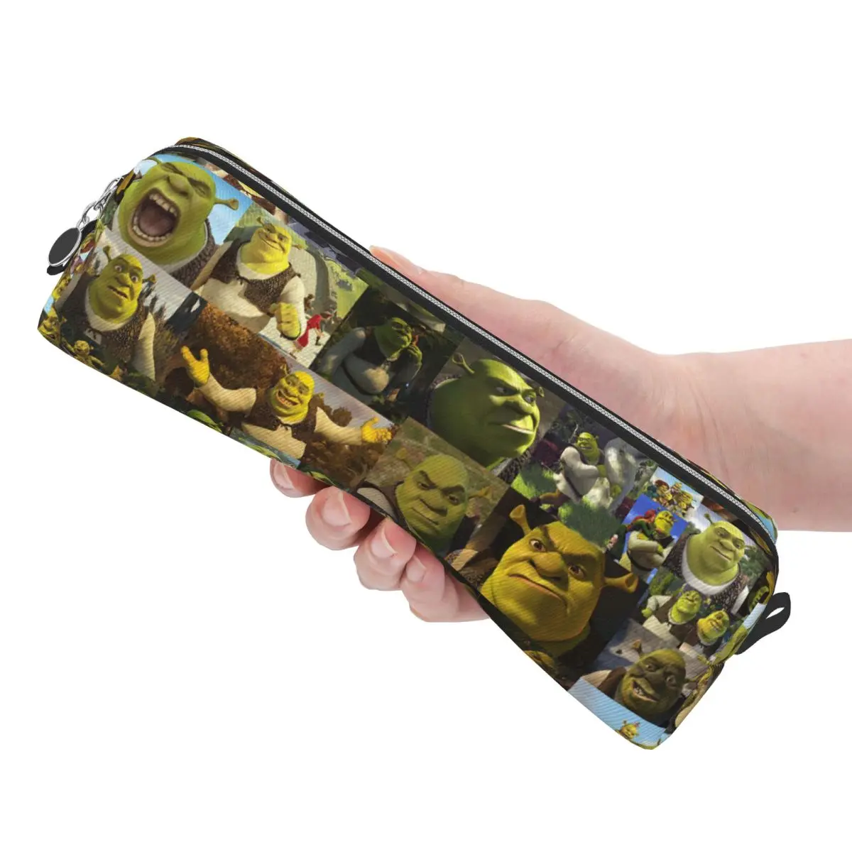 Shreks Memes 콜라주 연필 케이스 Anime Funny Face 펜 홀더 가방 학생 대형 스토리지 학생 학교 지퍼 연필 케이스