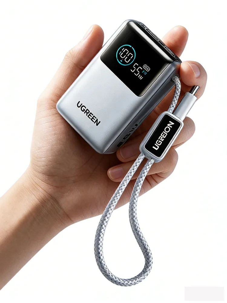 

UGREEN 10000mAh 55W Fast Charging Power Bank, Built-in Cable, Mini Portable Charger, Airline Friendly, for iPhone Xiaomi Huawei