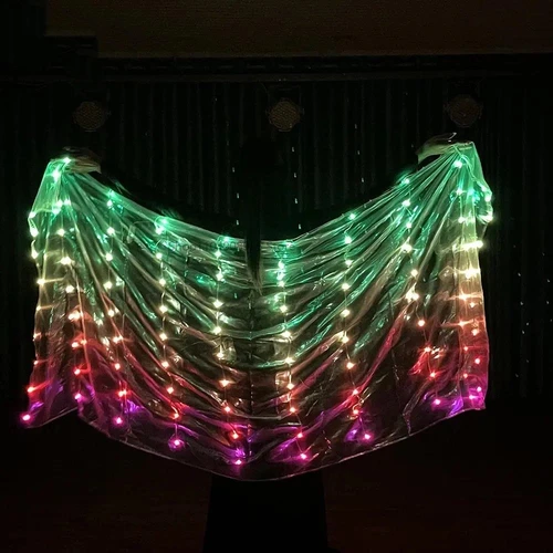 Imagen 1 del producto Velos Led de poliéster para danza del vientre, 2m x 1m, velo iluminado para danza del vientre, accesorios para danza del vientre para Festival