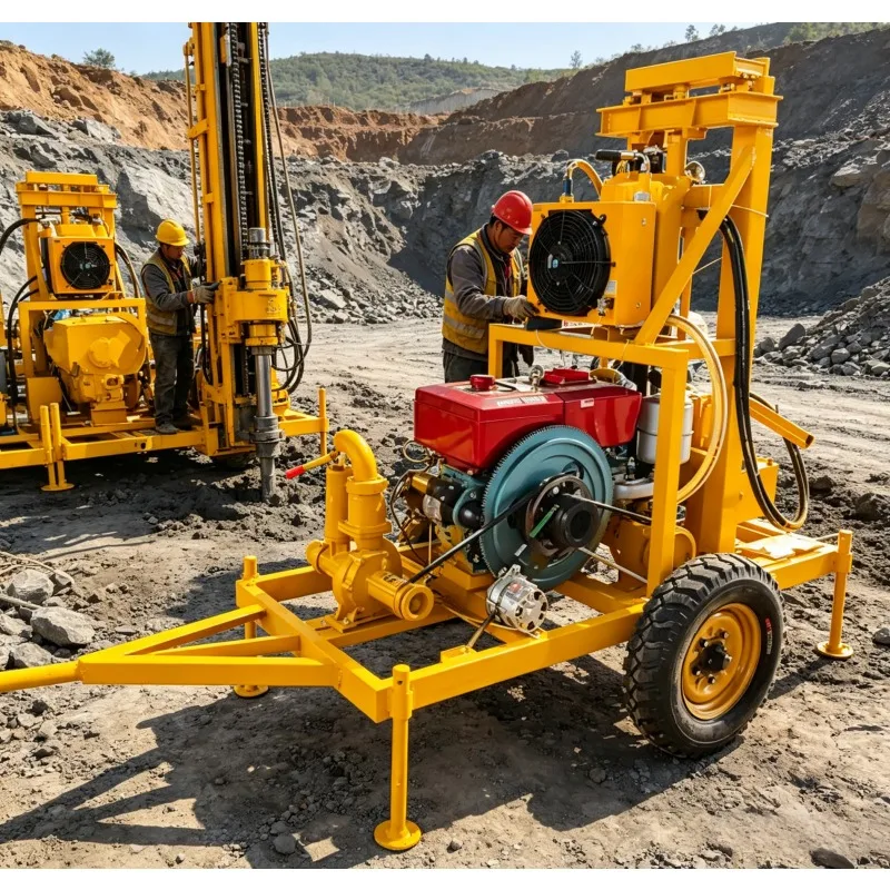 Robust 120M Hydraulic Water Well Drilling Unit Commercial Mining Drilling Rig With Supporting Drill Pipe Accessories