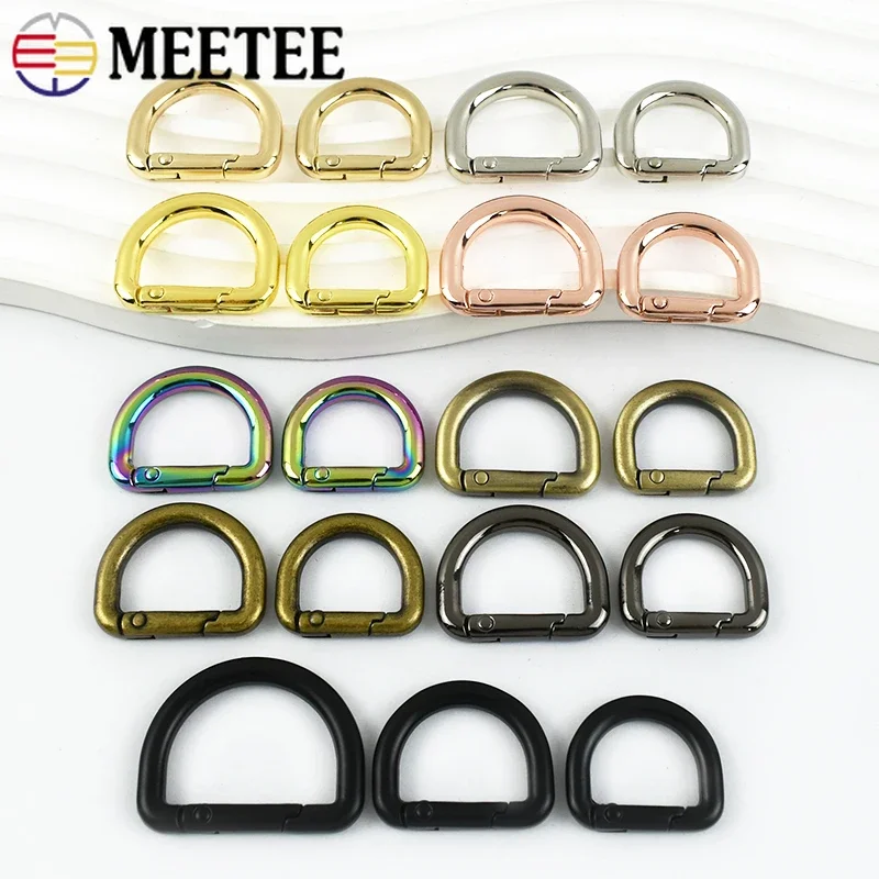 5/10Pcs Meetee 16/19/25mm Metal Buckle D Ring Bag Strap Clip Clasp Webbing Spring Buckles Carabiner Snap Hook DIY Accessories