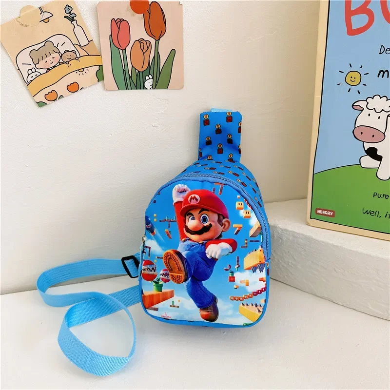 Super Mario Children's Shoulder Bag Kids Luigi Mario Figure Cartoon Chest Bag Large Change Storage Bag Anime Peripheral Toy Gift