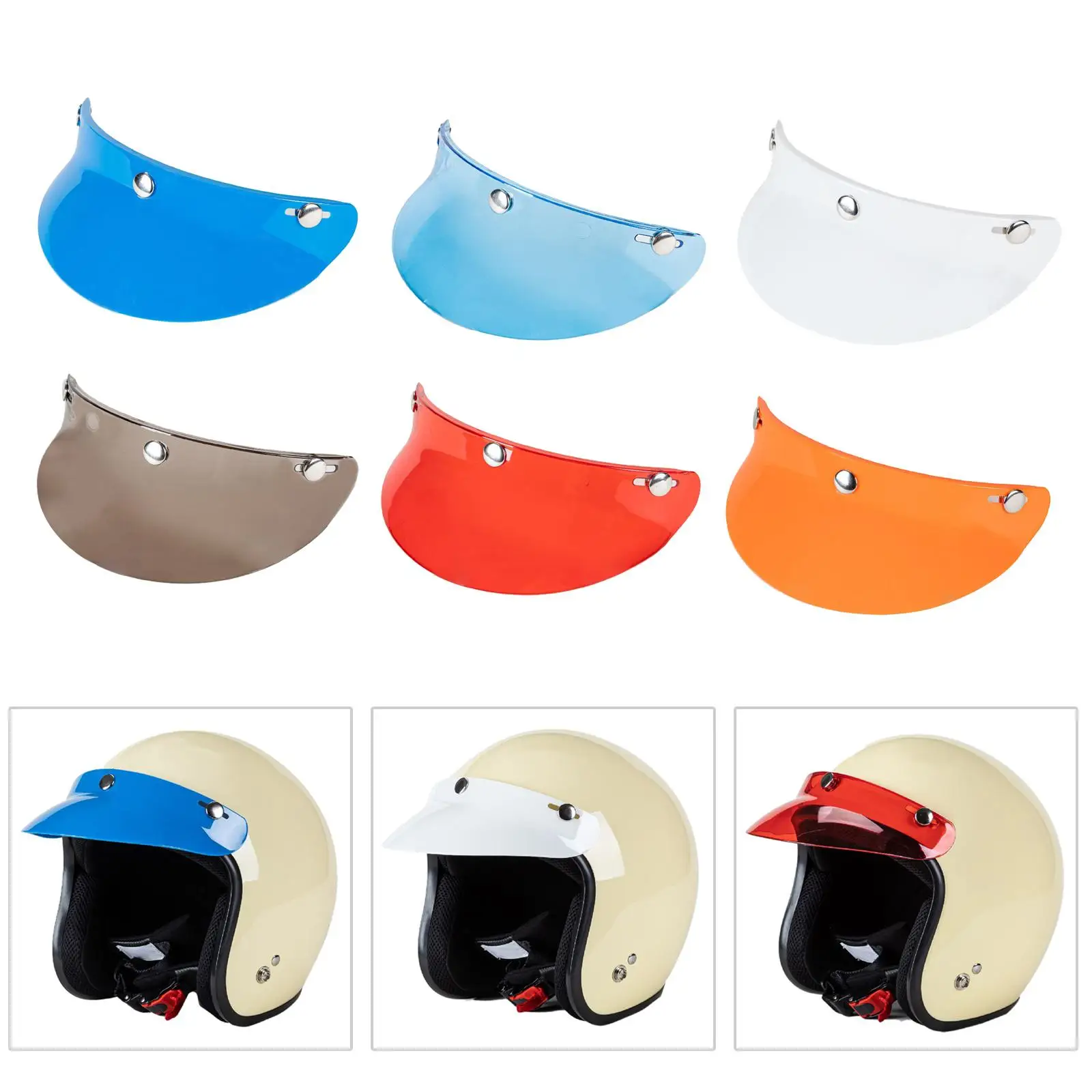 

Retro Visor Peak Polycarbonate Bubble Shield Replacement for Motorcycle Helmet Universal Three Snap Design for Road Bike Helmet
