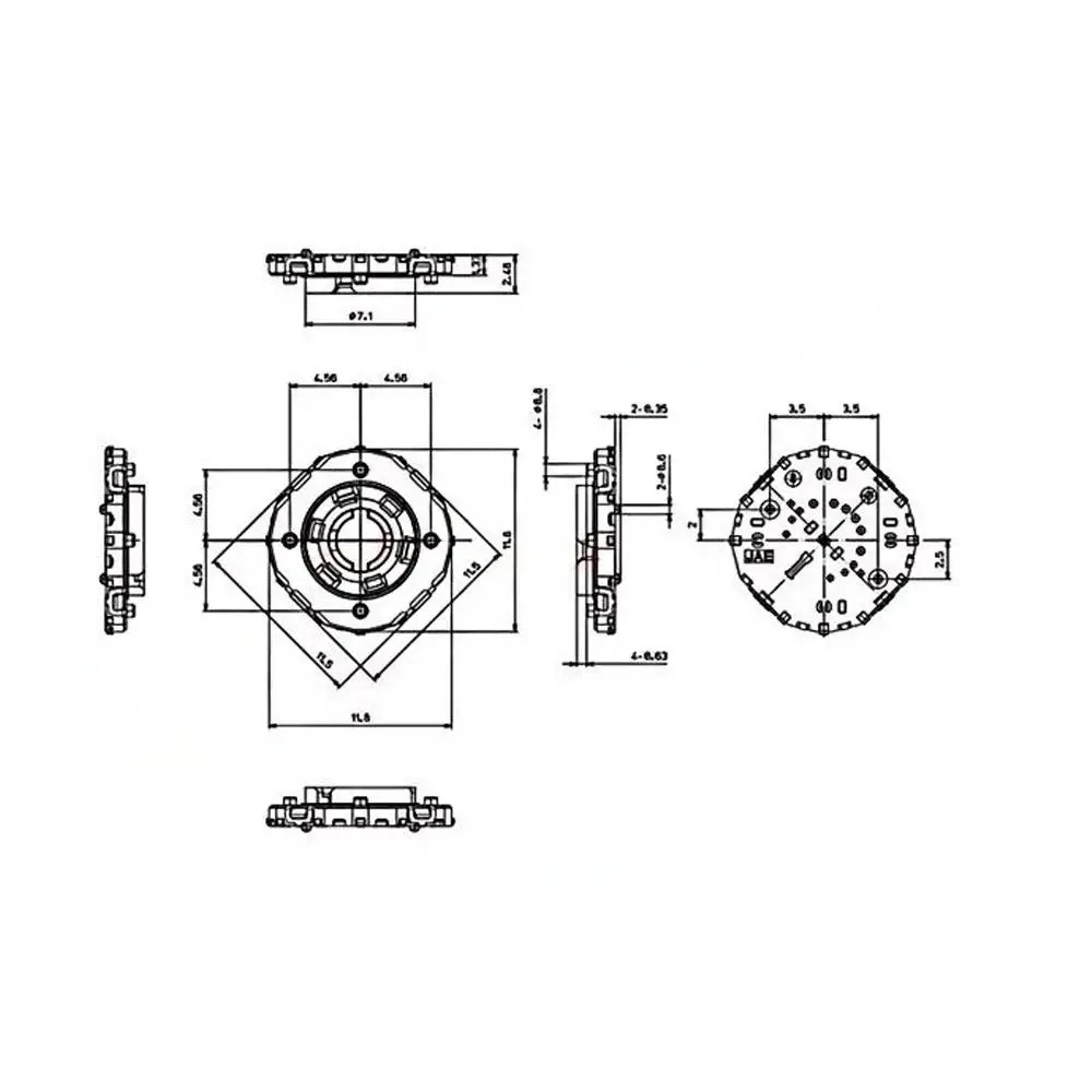 

1PCS Mini Surface Mount Rotary Switch 5-way Hollow Shaft Type Encoder 12 Positioning with Push-button Switch