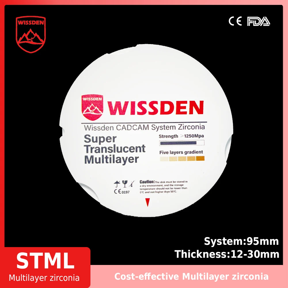 

ON SALE-Wissden Multilayer Zirconia Blocks Five Layers Gradient STML 95,12-30mm CAD/CAM System Denture Materials