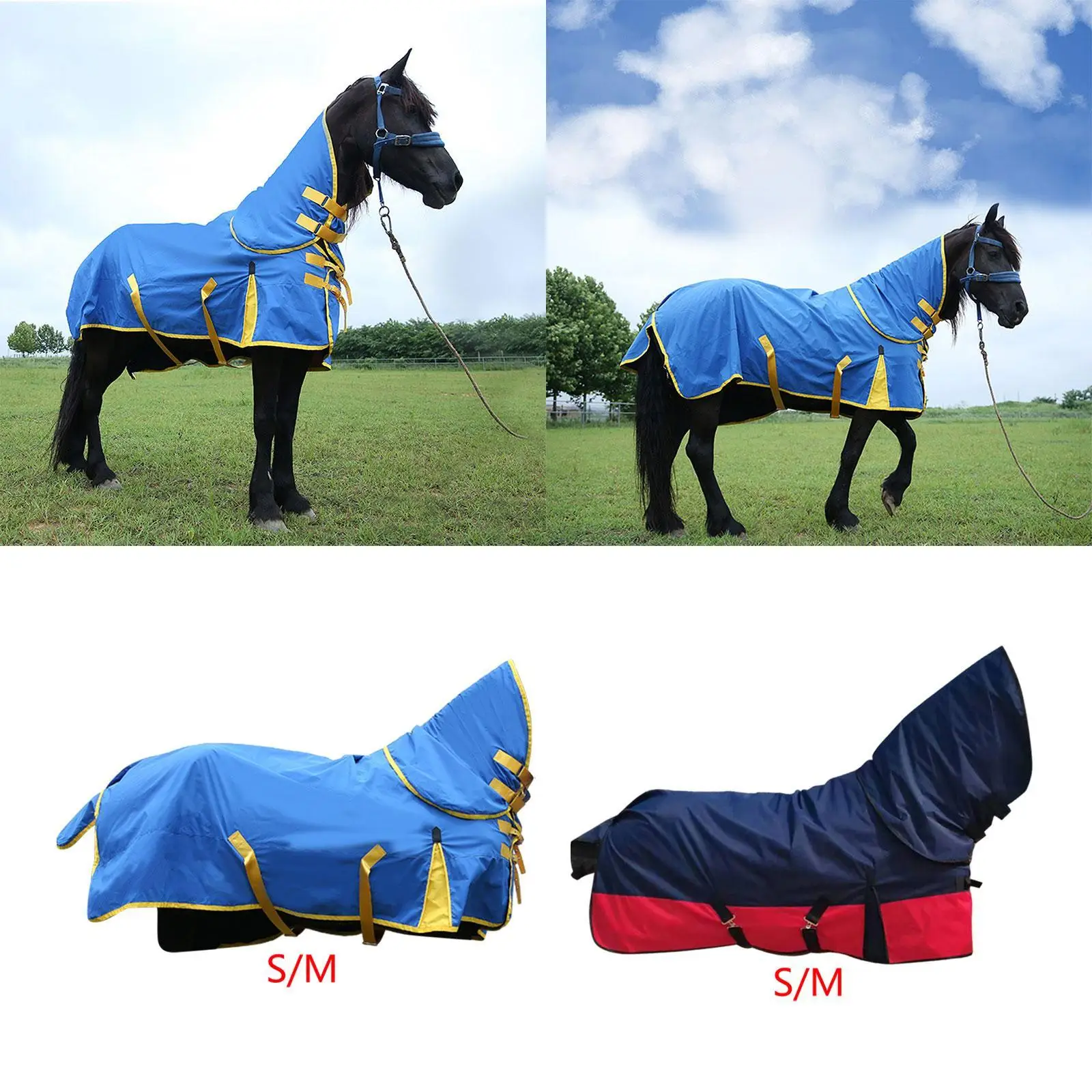 Horse Care Sheet Equine Protection Horse Clothing Horse Garment Adjustable with Neck Cover Horse Clothes Horse Blanket Horsewear