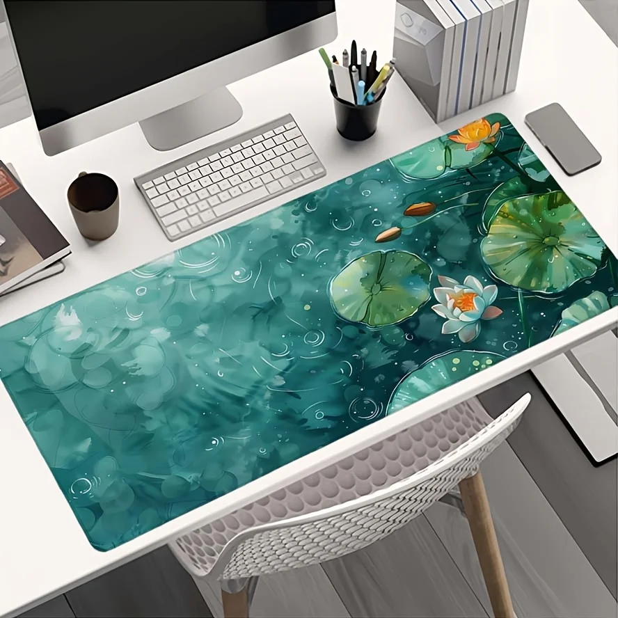 

The multi-functional and practical mousepad with lotus pattern in the rain is suitable for gamers and home use with high quality