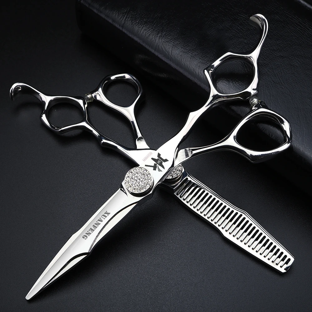 CNC craft hair scissors 6-inch Japanese 440C steel cutting and thinning scissors hairdresser scissors