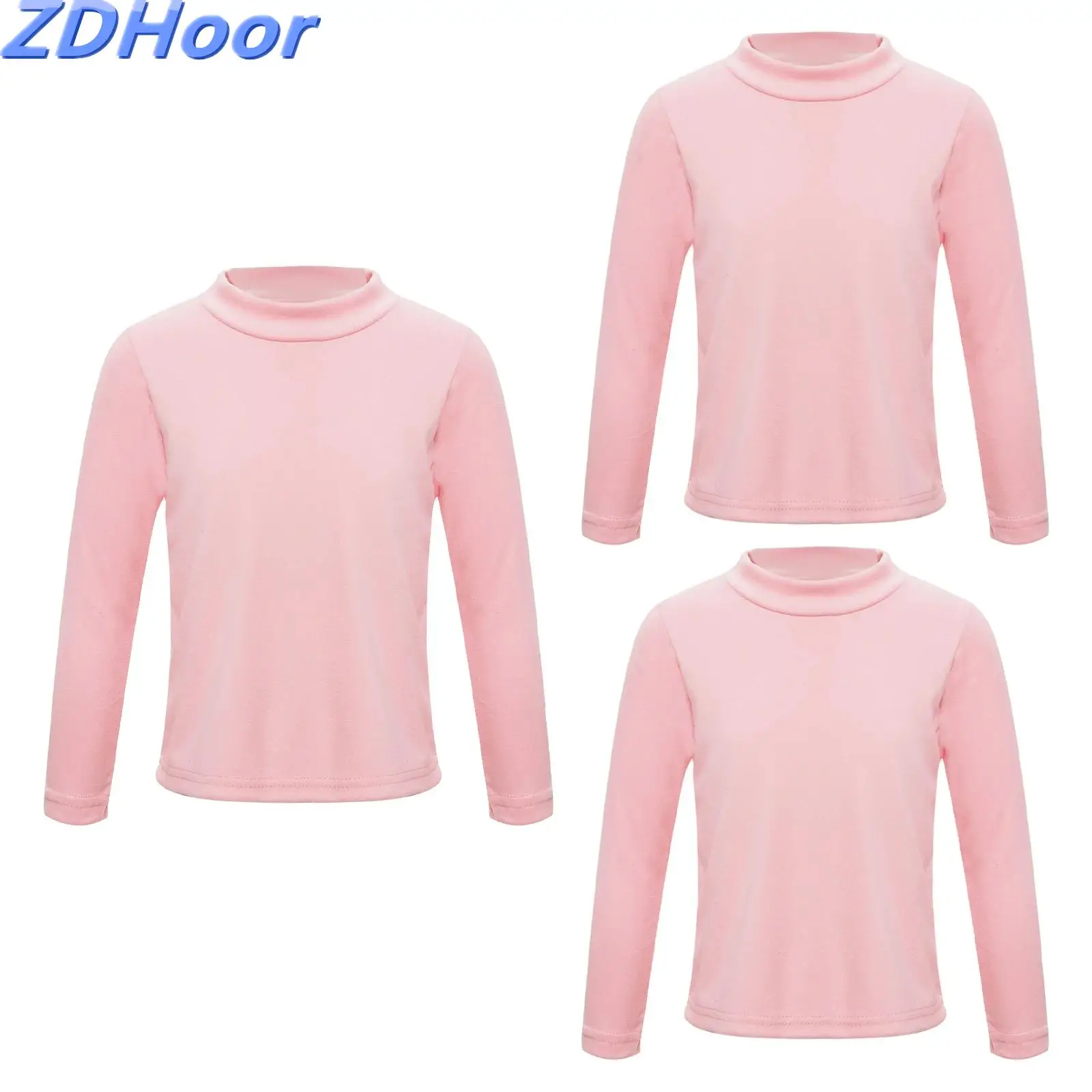

Unisex Kids Boys Girls Warm T-shirt 3Pcs Undershirt Solid Color Long Sleeve Thermal Underwear Tops Homewear Nightwear