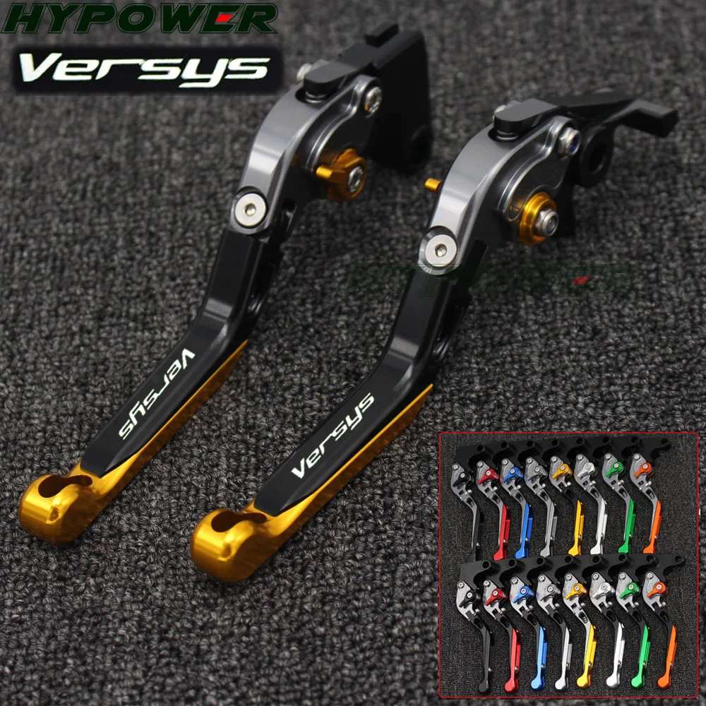 Laser Logo(Versys) Gold+Titanium New CNC Folding Extendable Motorcycle Brake Clutch Levers For Kawasaki VERSYS (650cc) 2015-2020