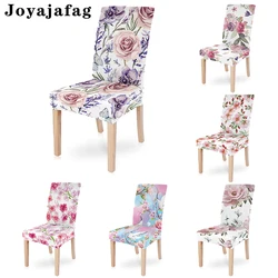 Pink Flowers Dining Chair Cover Universal Size Art High Back Chairs Covers Washable For Party Home Decoration