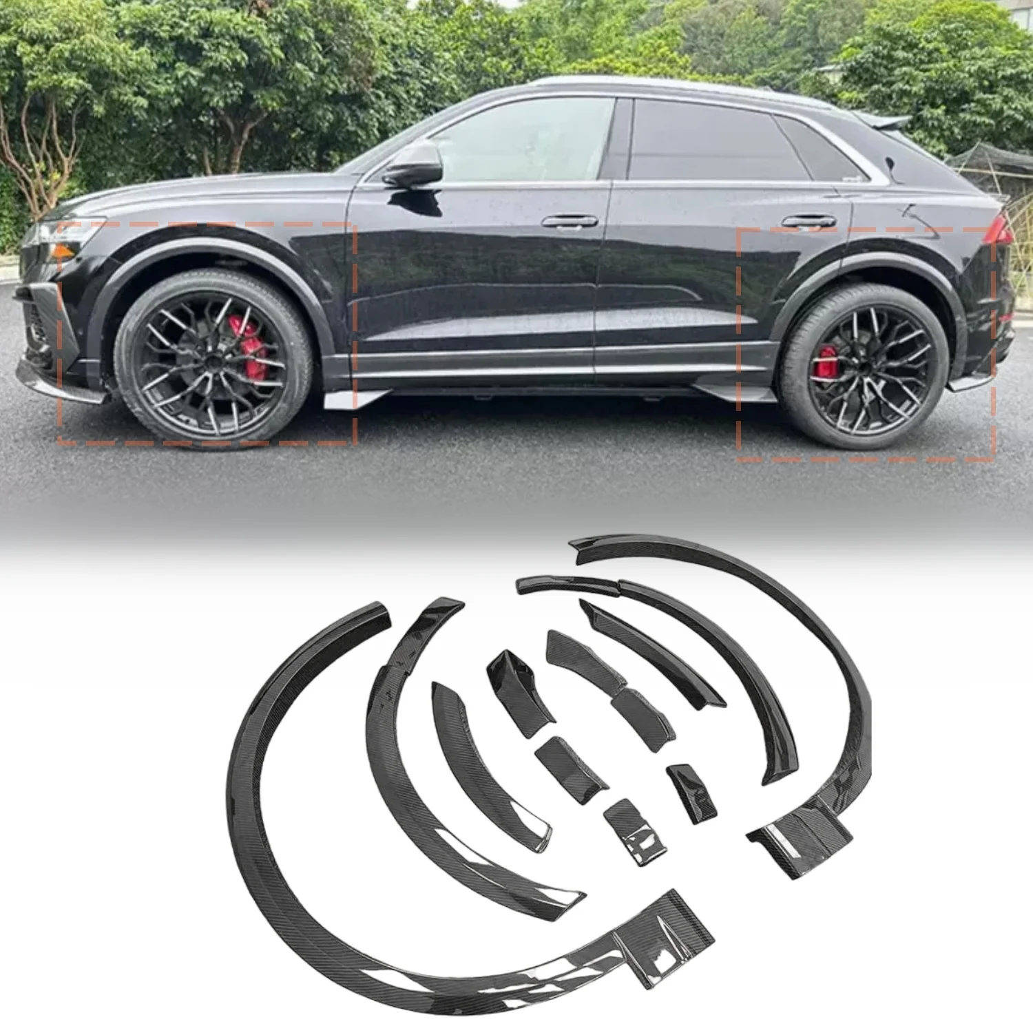 

Wheel Eyebrows For Audi RSQ8 2019-2023 Wheel trims Protector Mudguard Fender Dry Carbon Fiber Body kit Car Accessories
