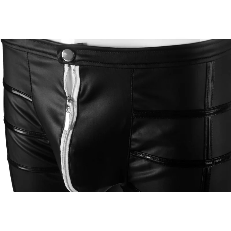 Pantalones de cuero de látex de cintura baja para hombre, pantalones brillantes de piel sintética, pantalones ajustados de moda para Club, escenario, espectáculo, actuación de banda de Rock