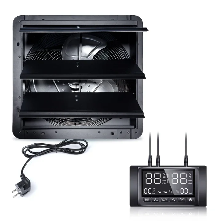 10/12/14/16 inch ventilator met temperatuur- en vochtigheidsregelaar voor ventilatie en koeling van kas en schuur, ETL gecertificeerd