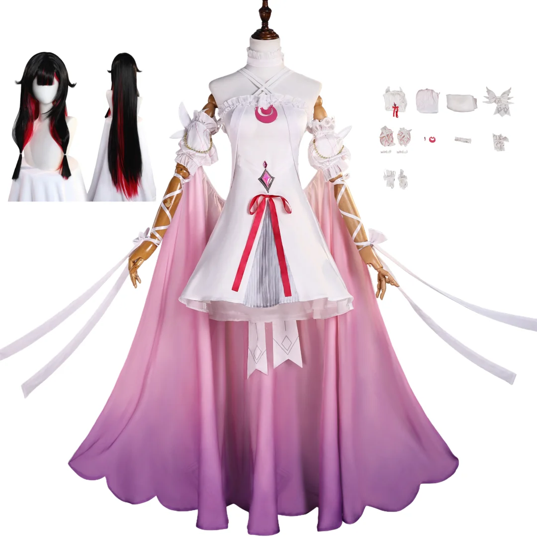 Genshin Impact Columbina Cosplay Hyposelenia Kuutar Moon Maiden Costume Wig Damselette