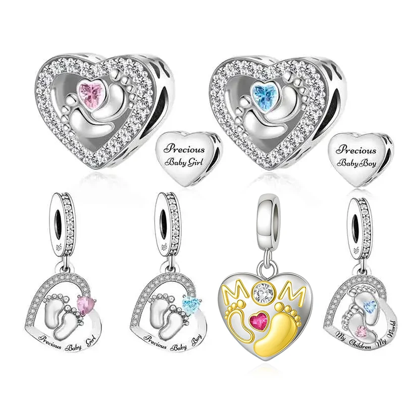 Ювелирные изделия FC подходят для оригинального браслета-подвески из серебра 925 пробы, драгоценного цвета для маленьких девочек и мальчиков, бусина «Мой мир» для изготовления мамы Berloque