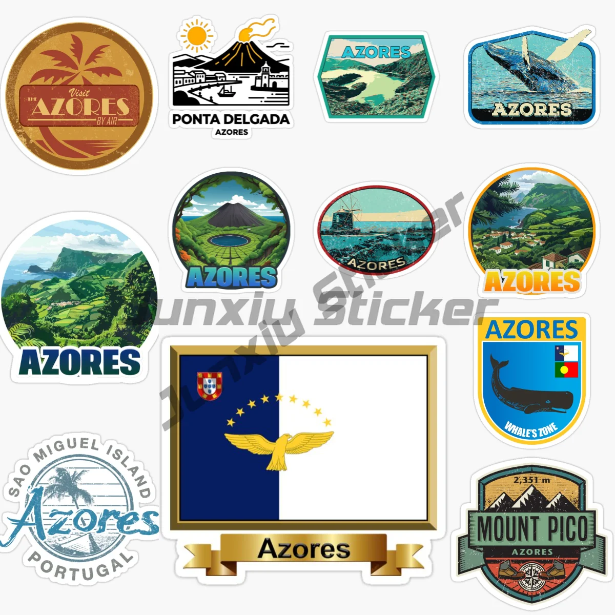 Azores Portugal Flag National Emblem Scenic Tourism Car Sticker Waterproof Self-Adhesive Wall Off-Road Car Accessories Decal