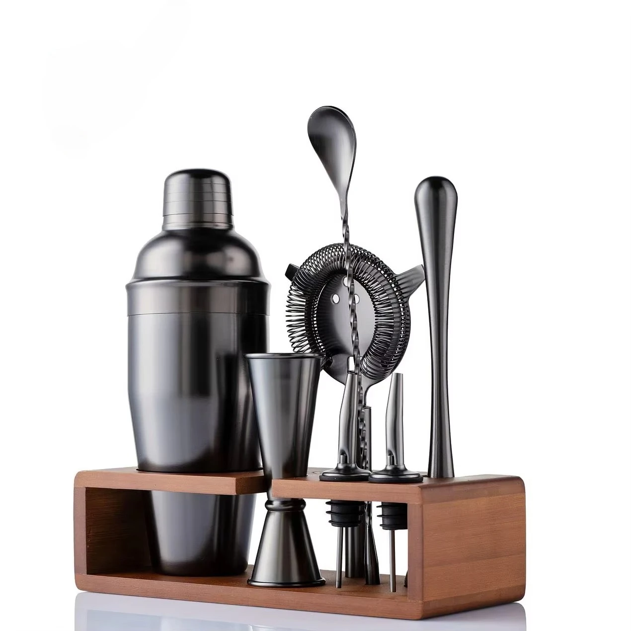 

Custom 7pcs Bar Bartender Kit Barware Tools Gift Sets Stainless Steel Copper Cocktail Shaker Set With Stand