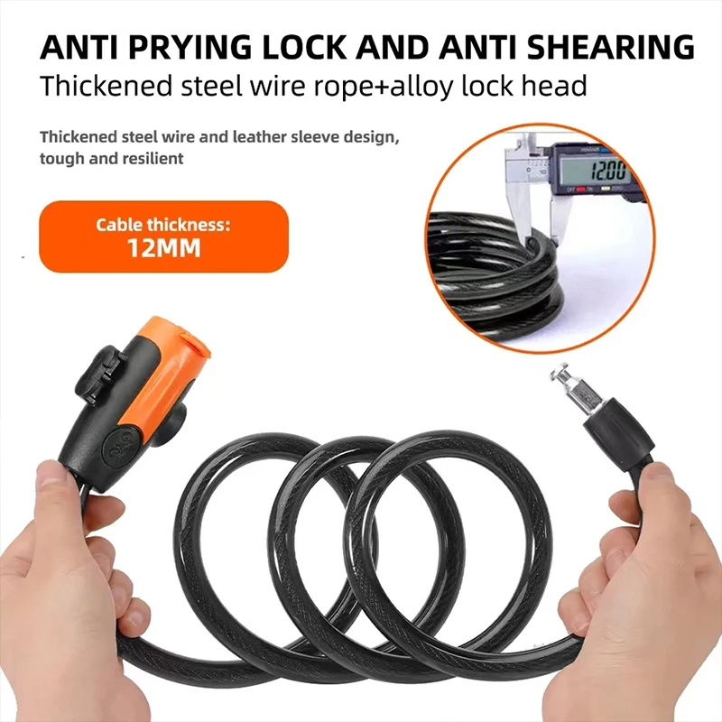 Universal Mountain Bike Cable Lock Key Fixed Secure Anti Theft With Bracket Scooter Lock Bicycle Accessories 2024New Wholesale